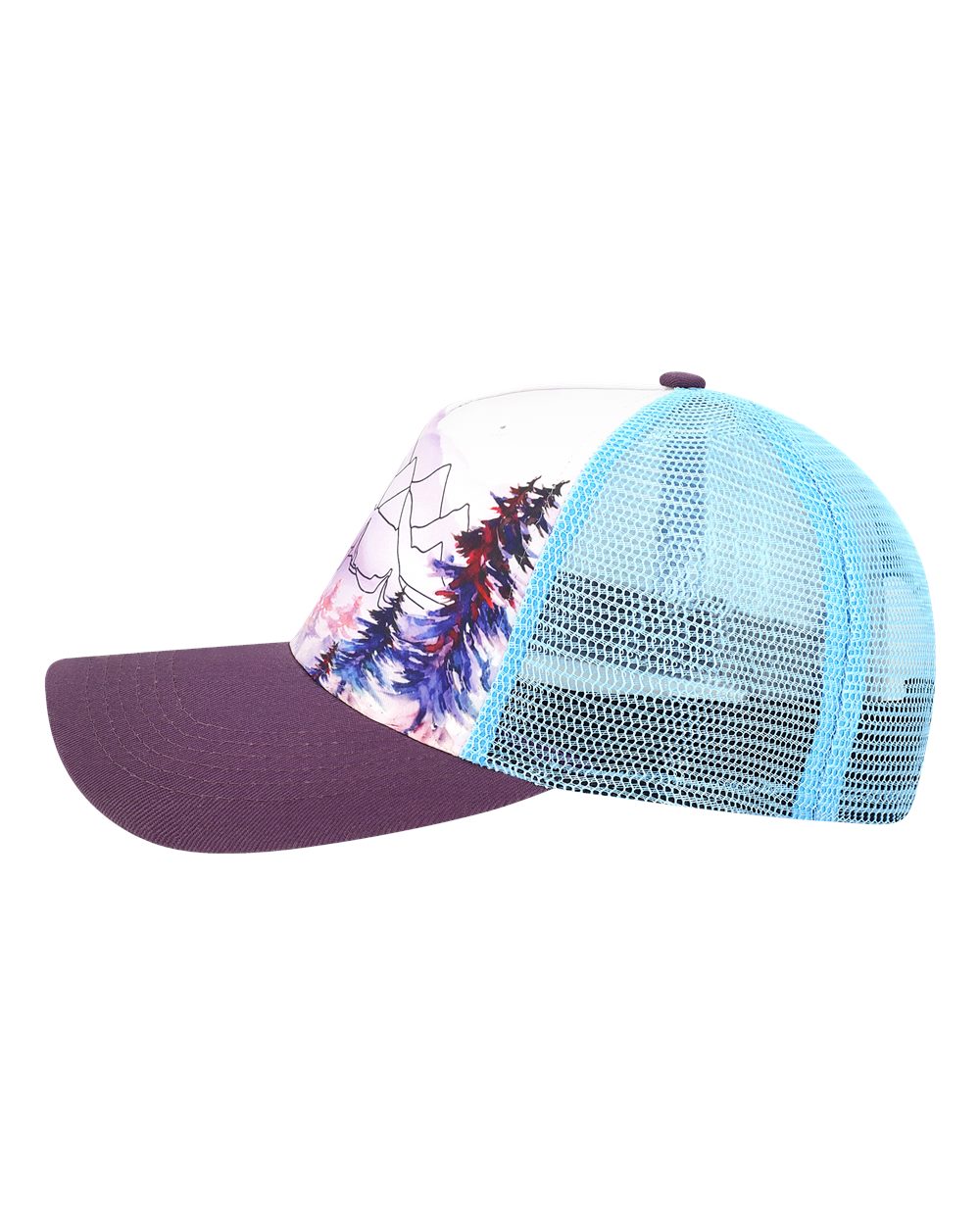 Left View of Explorer White/ Plum Trucker Cap - 5PTKR