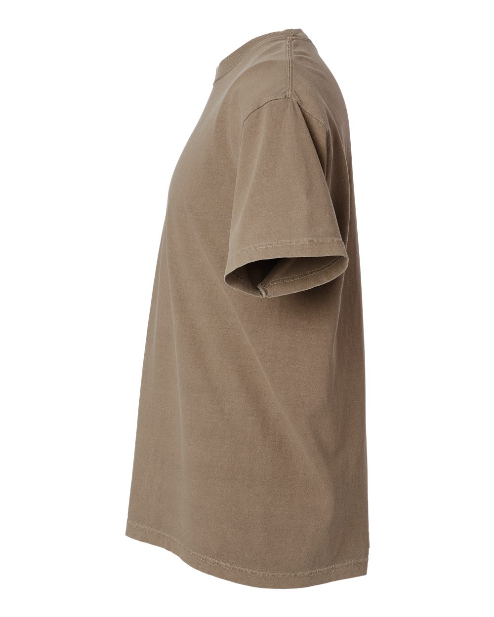 Left View of Faded Brown Garment-Dyed Heavyweight Cotton Tee - 1301GD