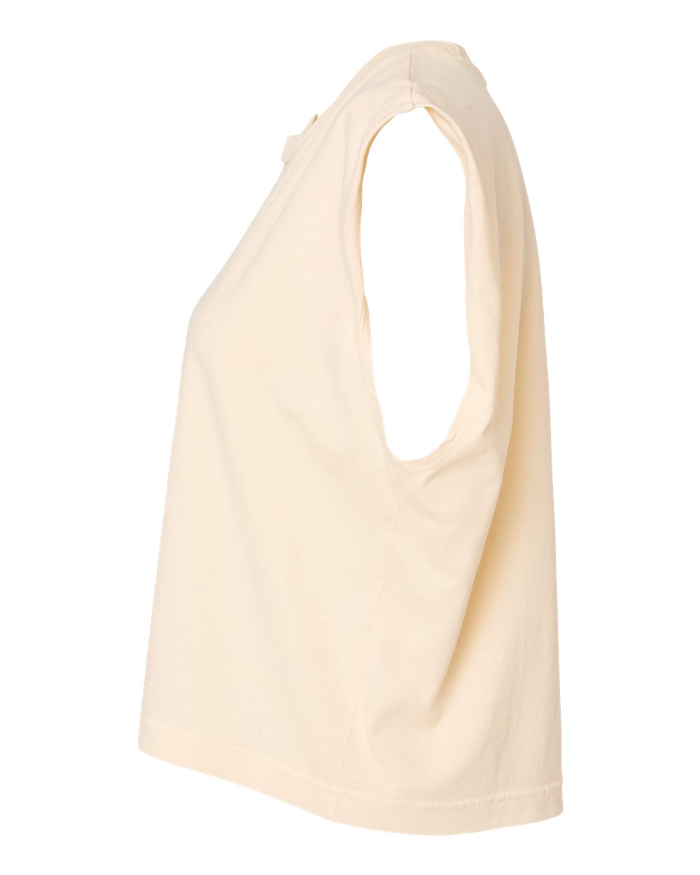 Left View of Faded Cream Garment-Dyed Women&#39;s Heavyweight Muscle Tee - 307GD
