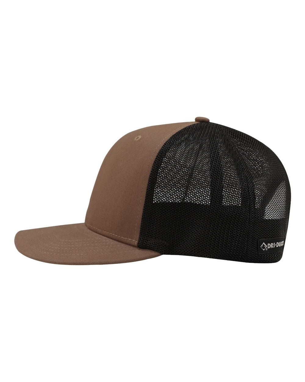 Left View of Field Khaki/ Black Heritage Pro Trucker Cap - 3340