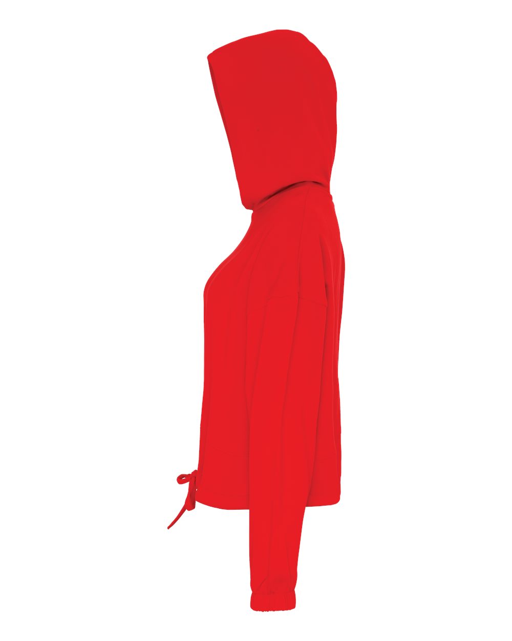 Rear View of Fire Red Women's Cropped Maria Hoodie - TD085