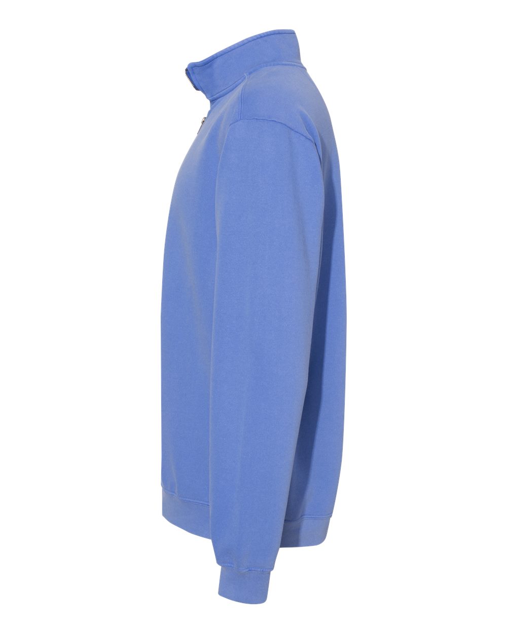Left View of Flo Blue Garment-Dyed Quarter Zip Sweatshirt - 1580