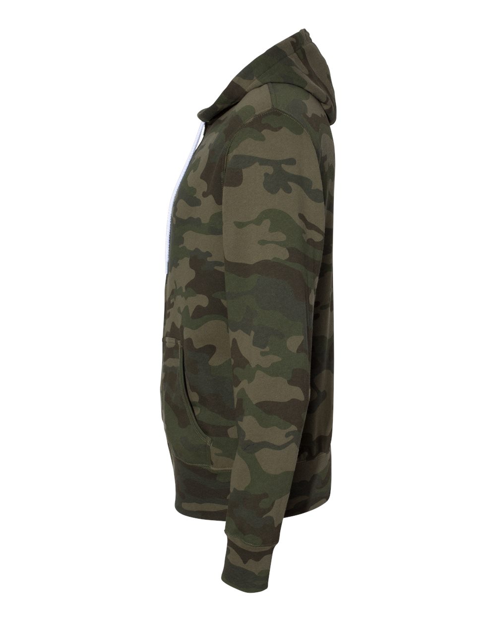 Left View of Forest Camo Lightweight Full-Zip Hooded Sweatshirt - AFX90UNZ