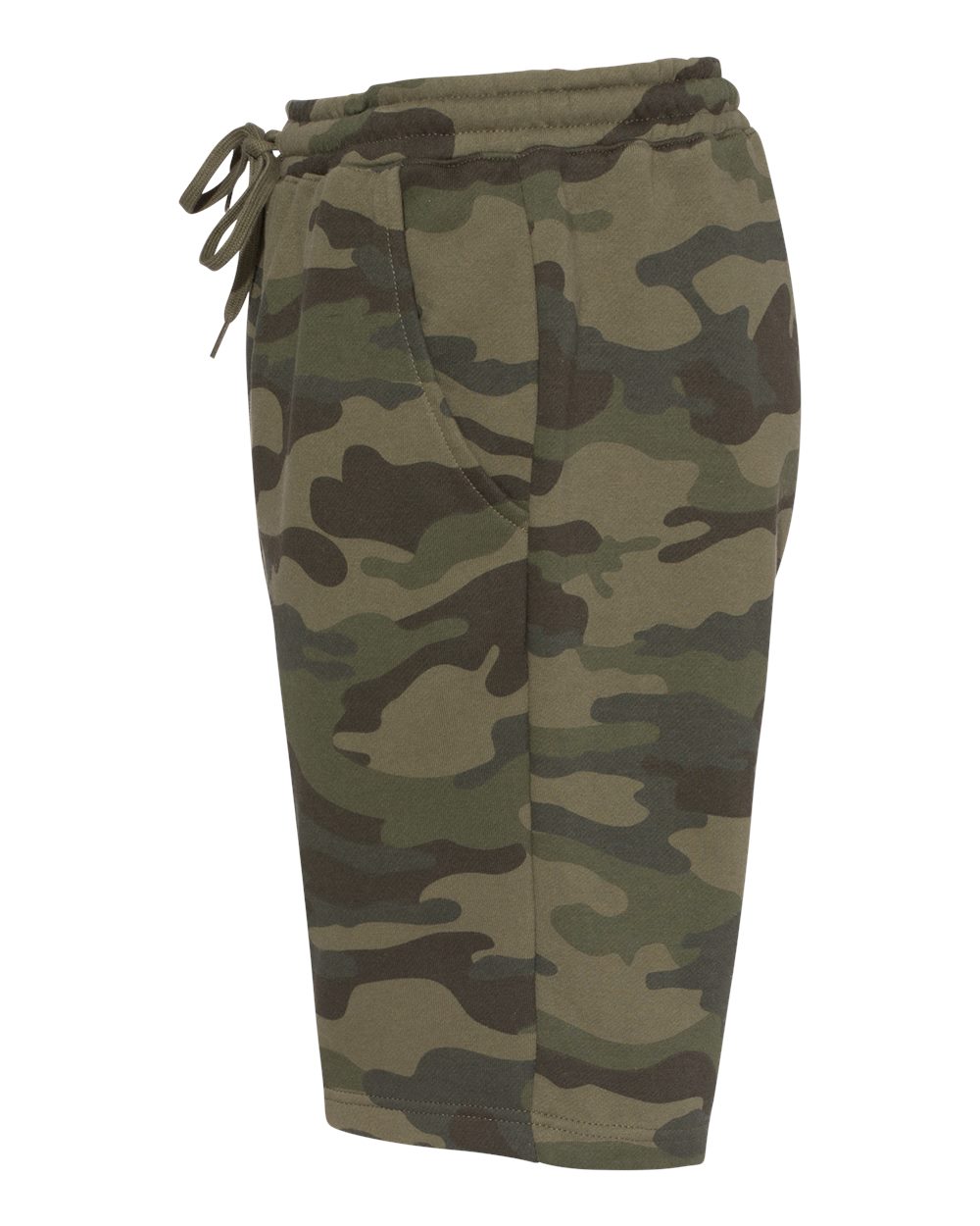 Left View of Forest Camo Midweight Fleece Shorts - IND20SRT