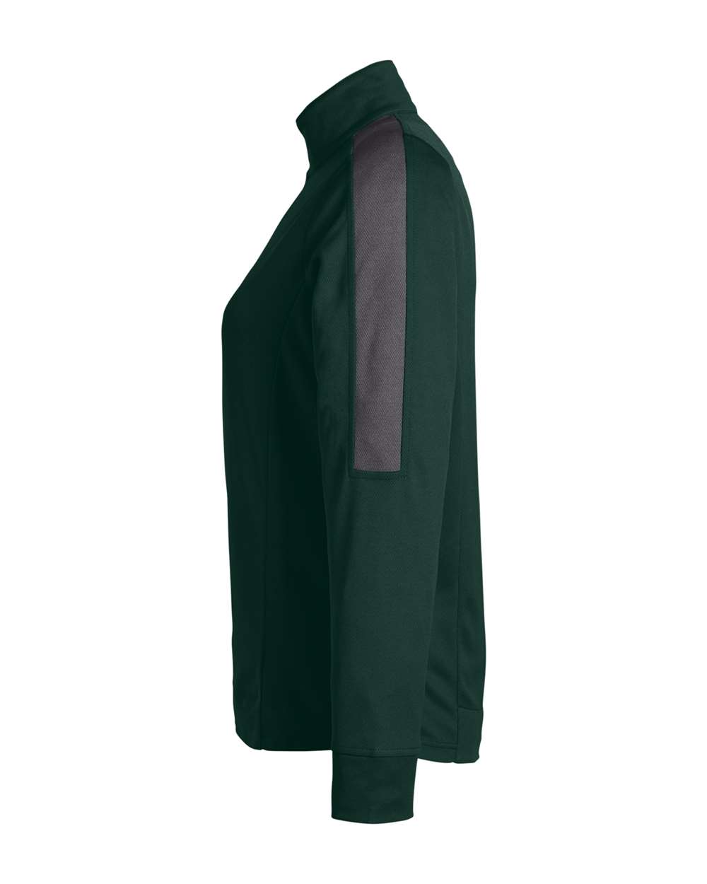 Left View of Forest/ Carbon Women's Market Snag Protect Mesh Colorblock Quarter-Zip Pullover - CE404W