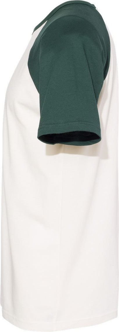 Left View of Forest Green/ Natural Cotton Raglan T-Shirt - 3650
