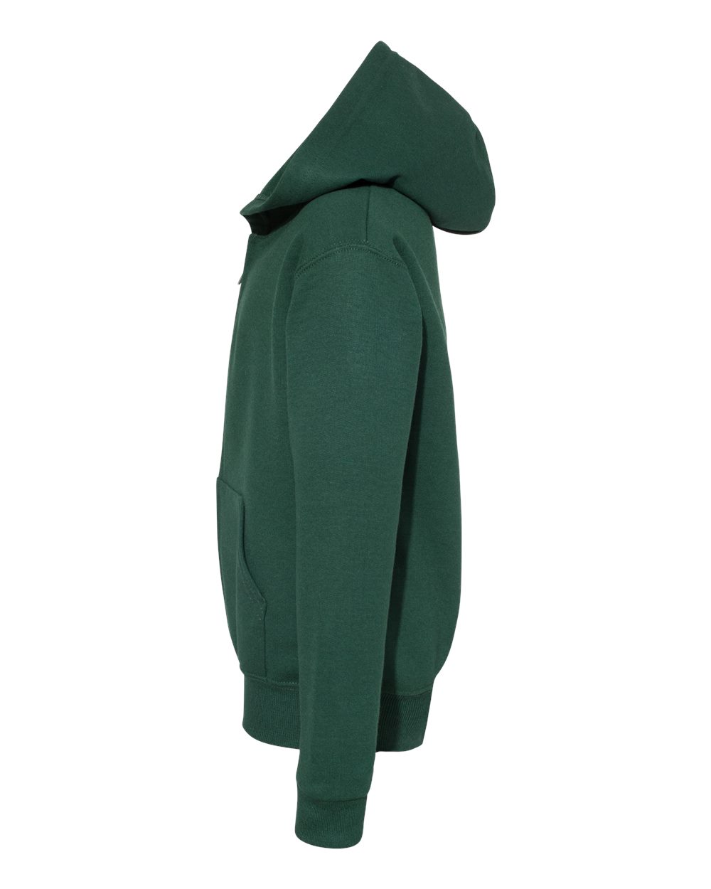 Left View of Forest Green NuBlend® Youth Full-Zip Hooded Sweatshirt - 993BR