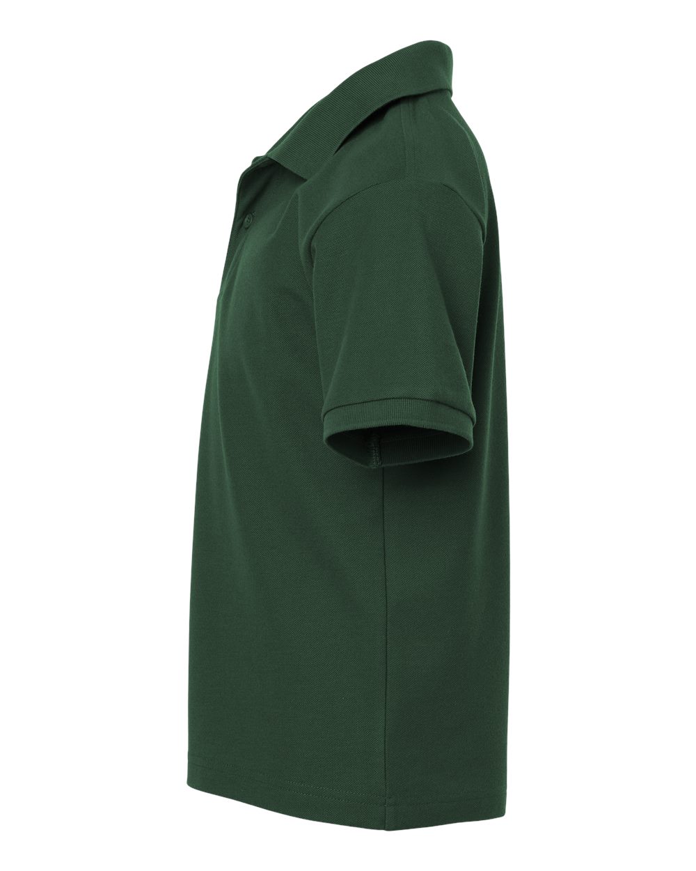 Left View of Forest Green Youth Pique Polo - 62800Y