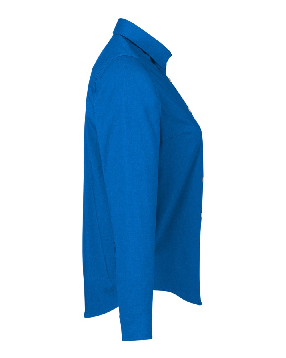 Left View of French Blue Melange Women&#39;s CrownLux Performance® Spencer Poplin Dress Shirt - DG505W