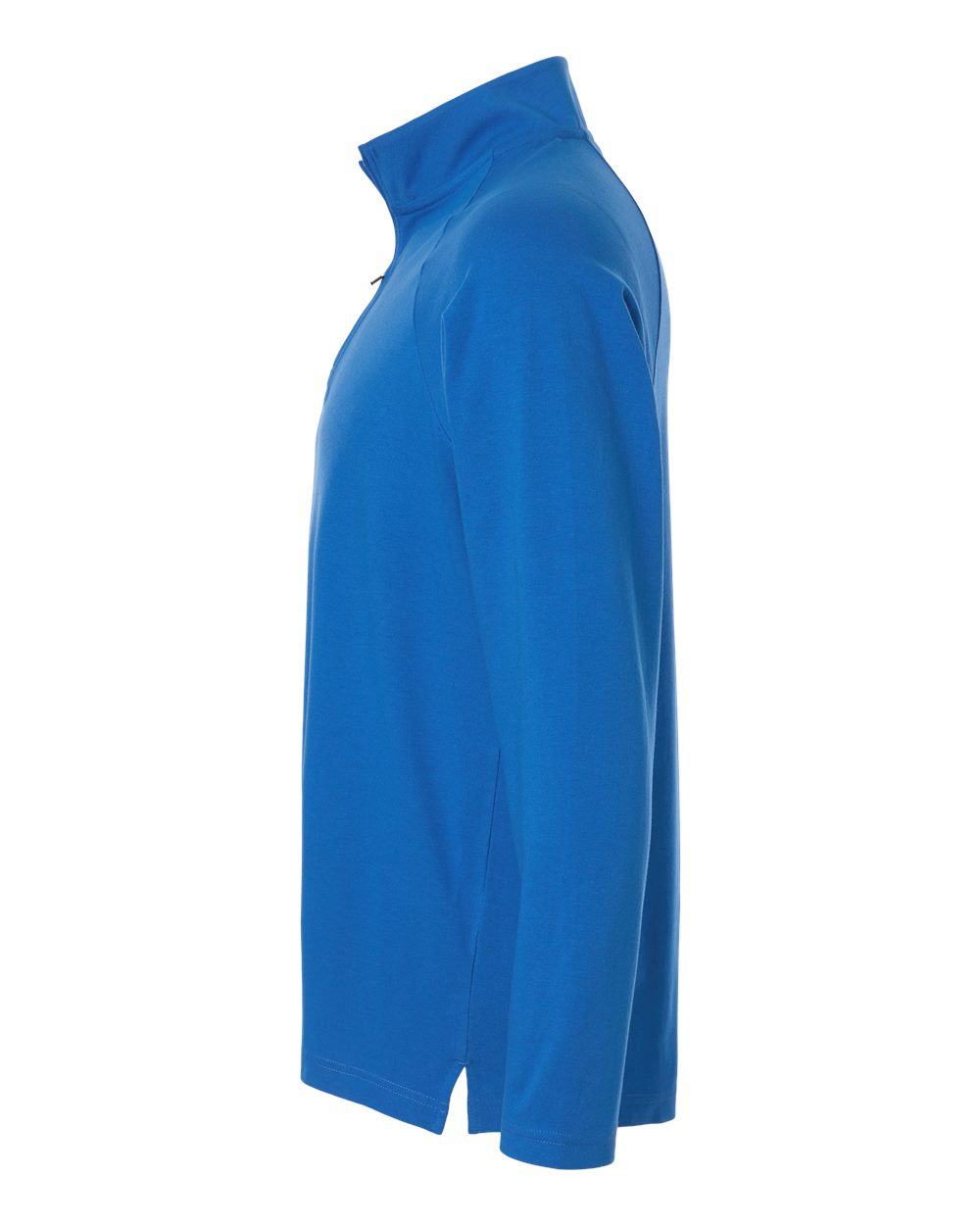 Left View of French Blue Men's Seaton Pebble Textured Quarter-Zip Pullover - DG402 plain