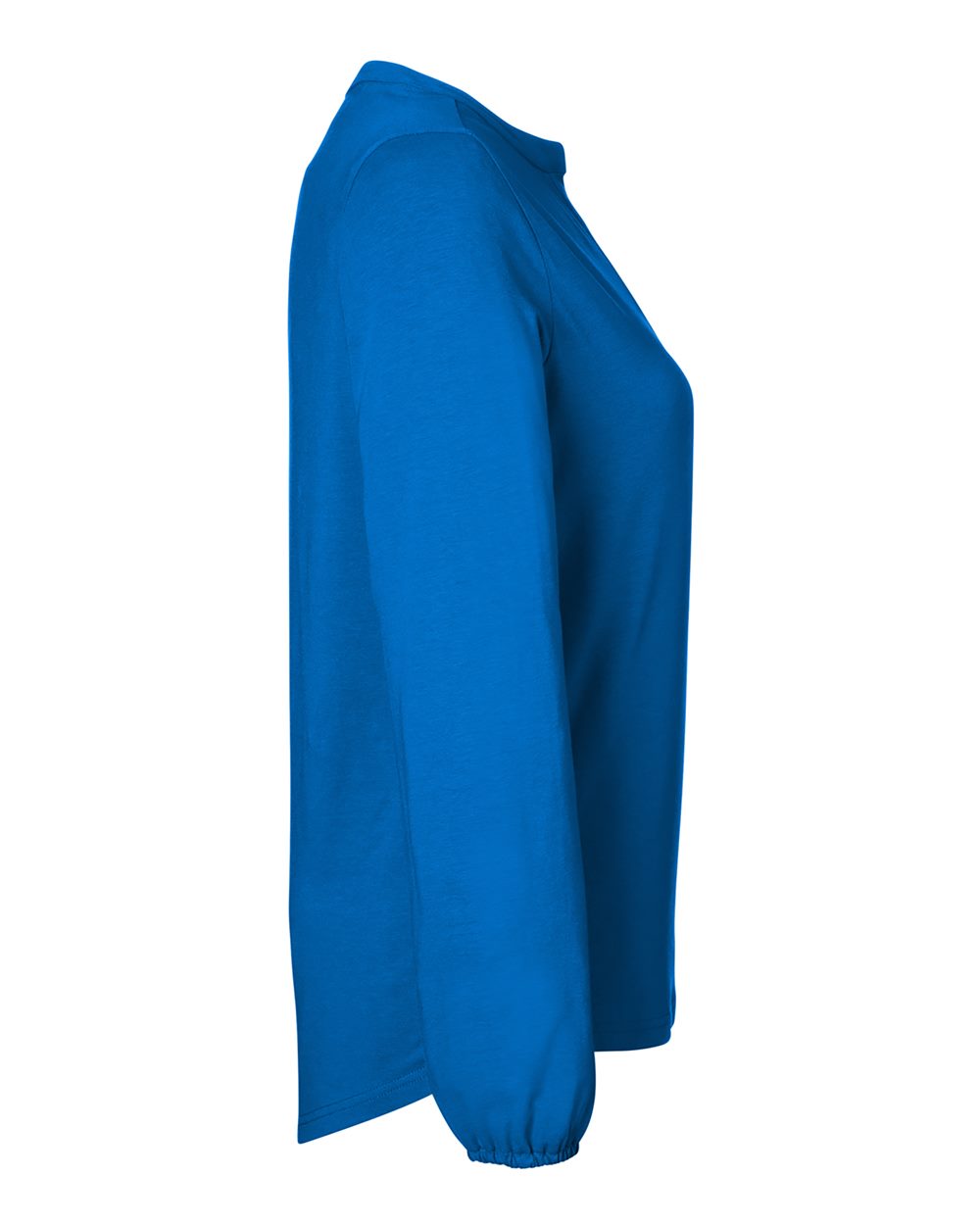 Rear View of French Blue Women's Raleigh Half-Placket Knit Top - DP122W