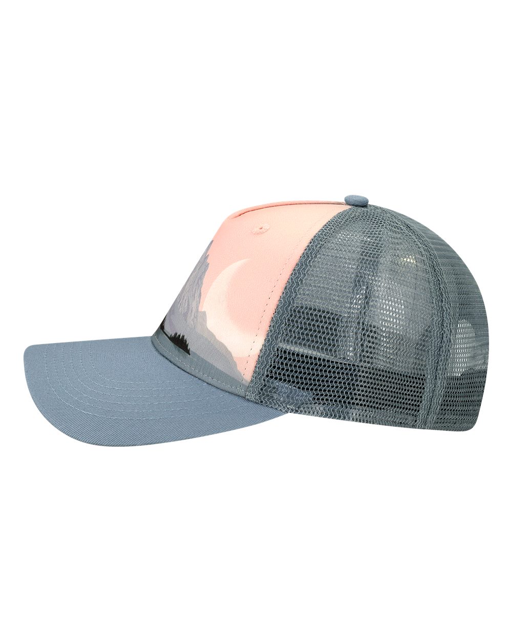 Left View of Front Range/ Slate Blue Sarah D Trucker Cap - 5PTKR