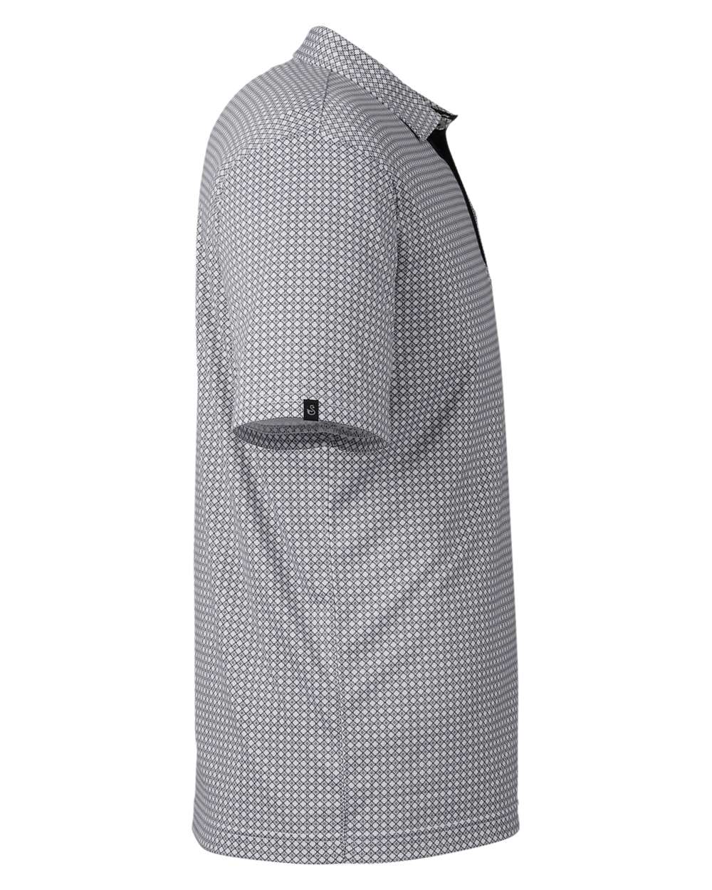 Rear View of Glacier/ Black Tanner Printed Polo - SW2200