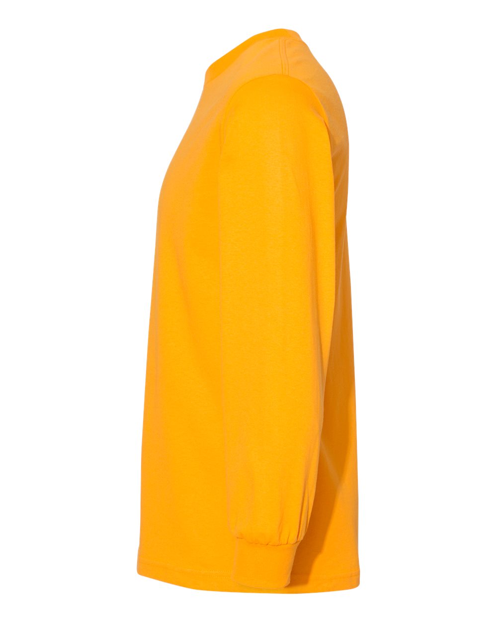Left View of Gold Heavyweight Cotton Long Sleeve Tee - 1304