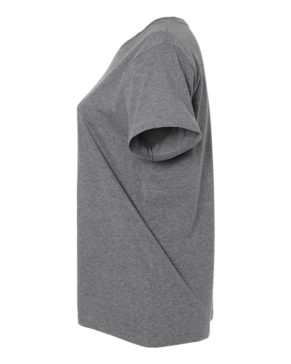 Left View of Granite Heather Curvy Collection Women&#39;s Fine Jersey V-Neck Tee - 3817