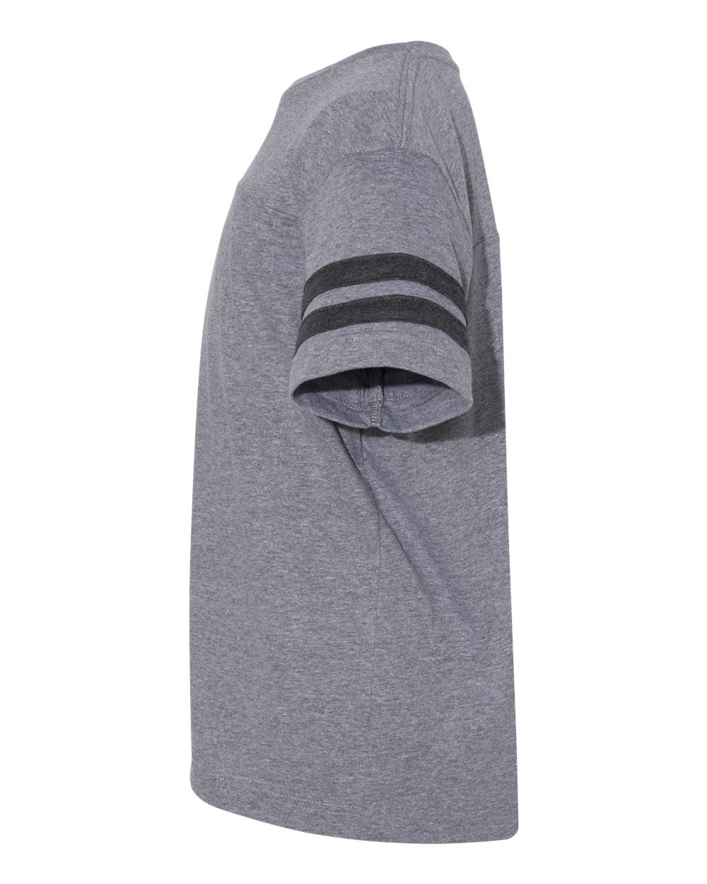 Left View of Granite Heather/ Vintage Smoke Youth Football Fine Jersey Tee - 6137