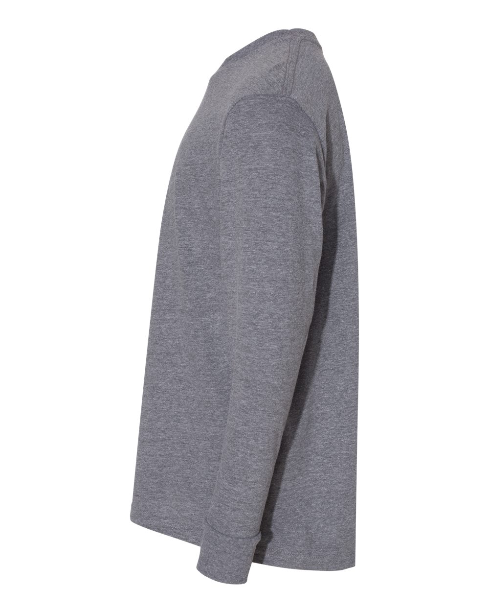 Left View of Granite Heather Youth Fine Jersey Long Sleeve Tee - 6201