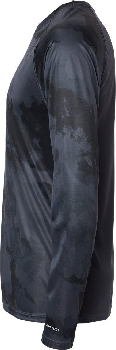 Left View of Graphite Cabo Camo Performance Long Sleeve T-Shirt - 228