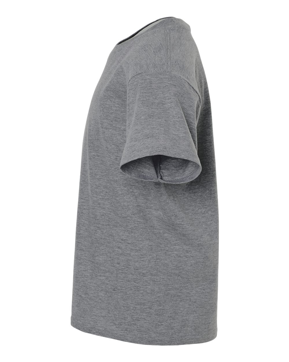 Left View of Graphite Heather Light Cotton Youth T-Shirt - 3000B