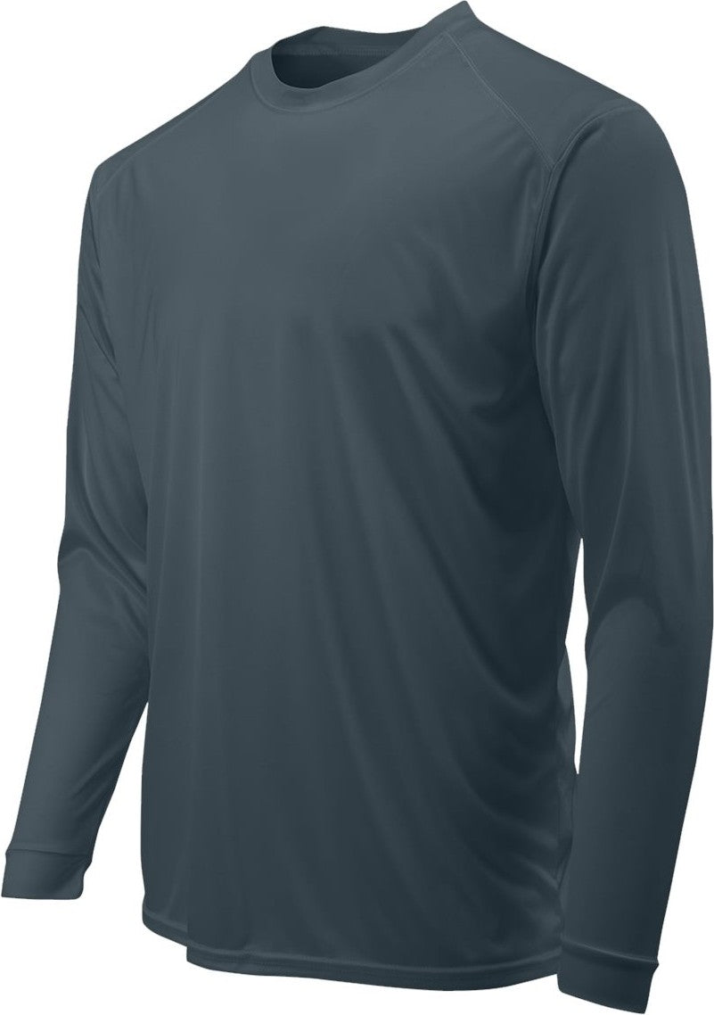 Left View of Graphite Long Islander Performance Long Sleeve T-Shirt - 210