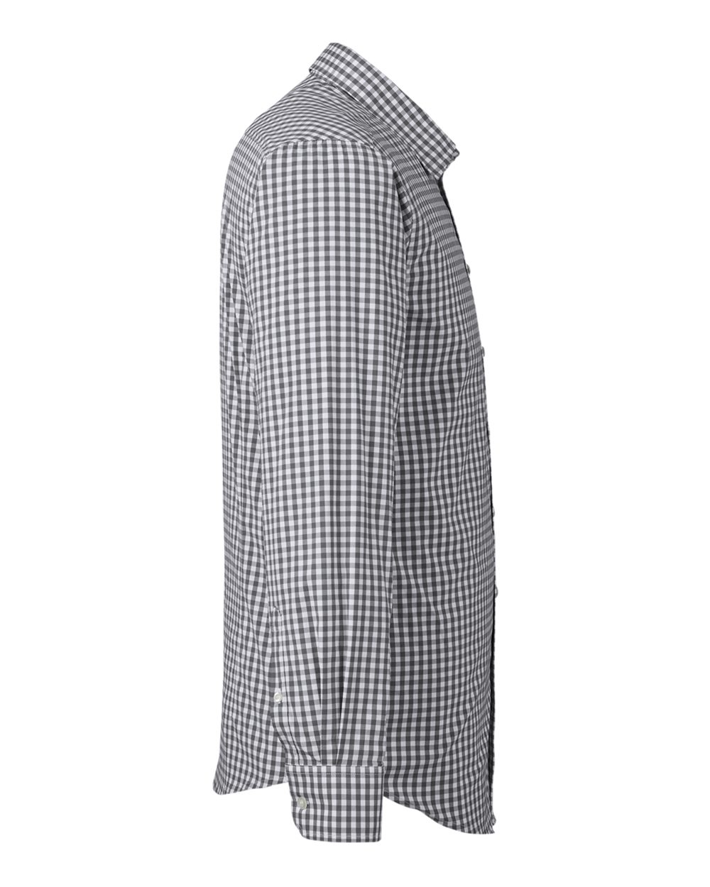 Left View of Graphite/ White Men's CrownLux Performance® Gingham Dress Shirt - DG536