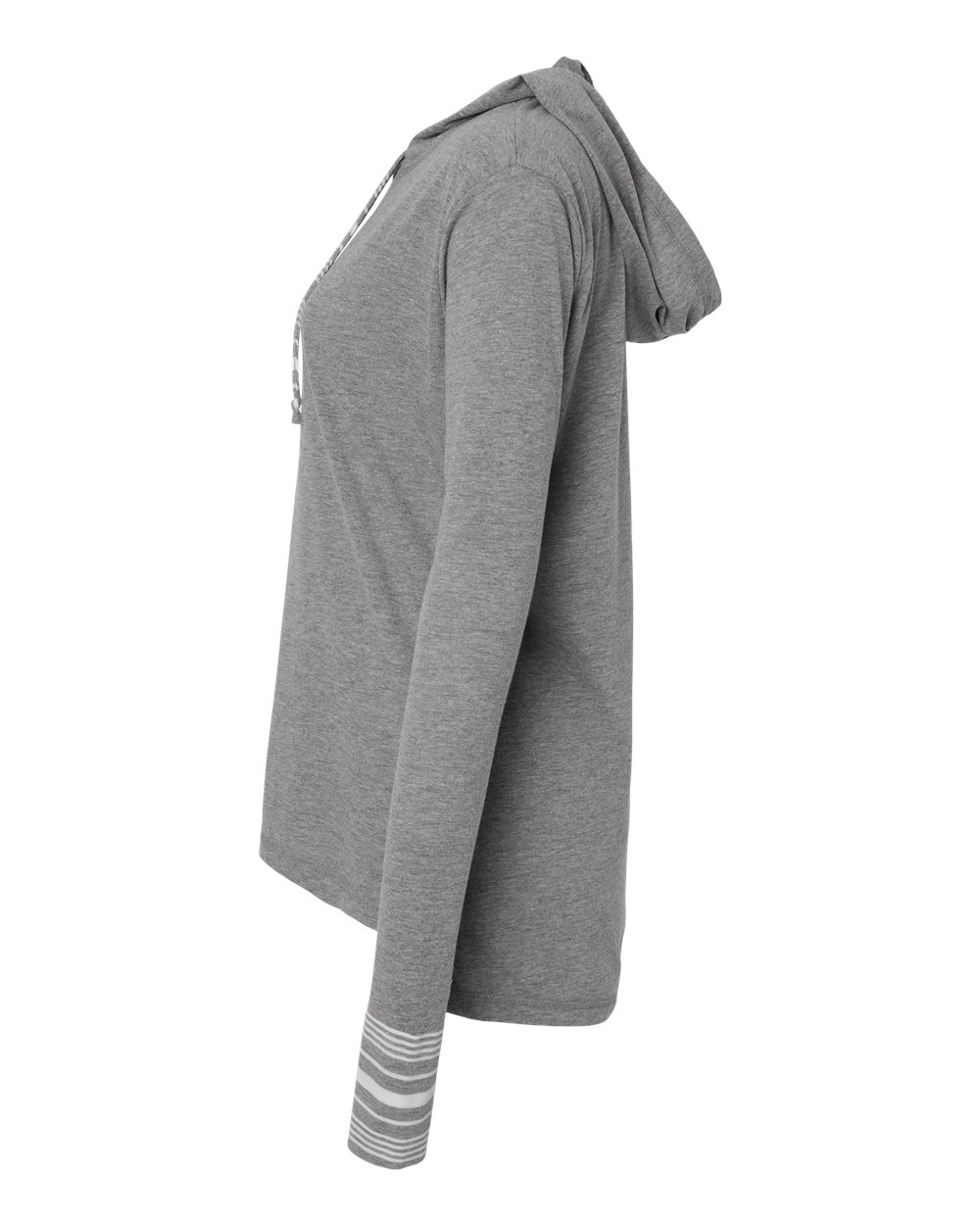 Left View of Graphite Women&#39;s Heathered Jersey Hooded Tunic - W19439