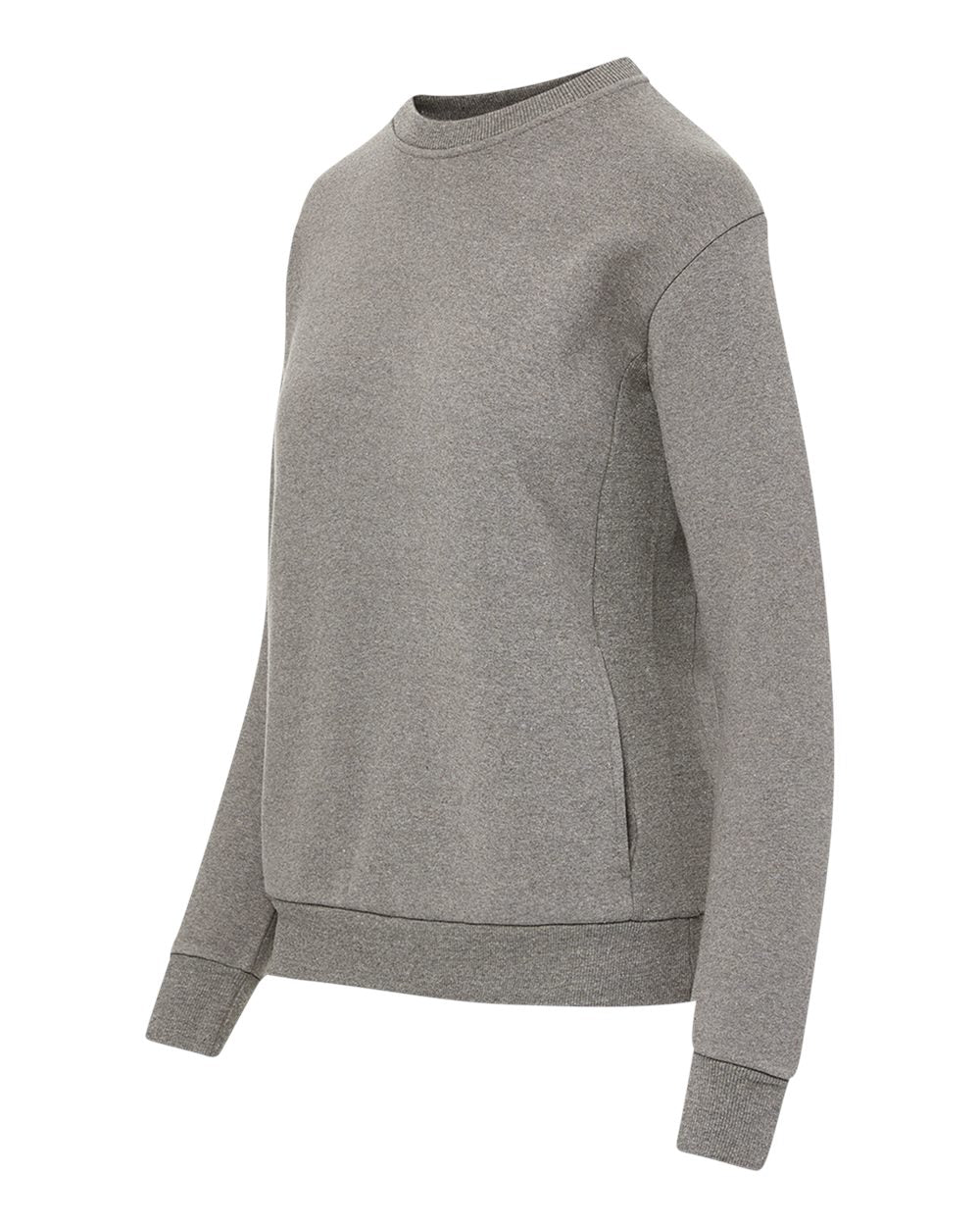 Left View of Graphite Women's Raelynn Cloud Fleece Crewneck Sweatshirt - W23140 plain