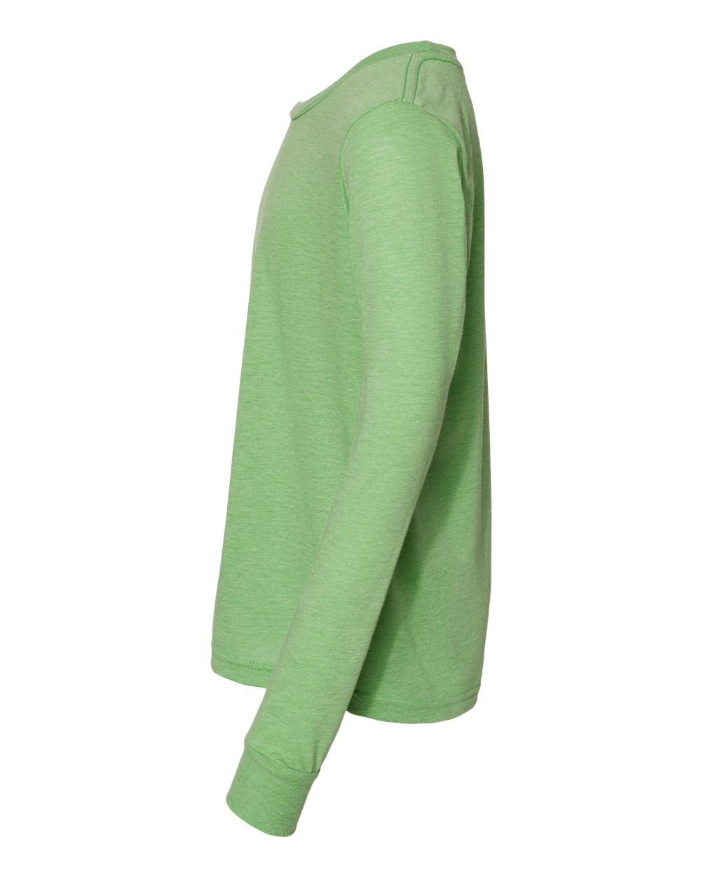 Left View of Green Triblend Youth Triblend Long Sleeve Tee - 3513Y