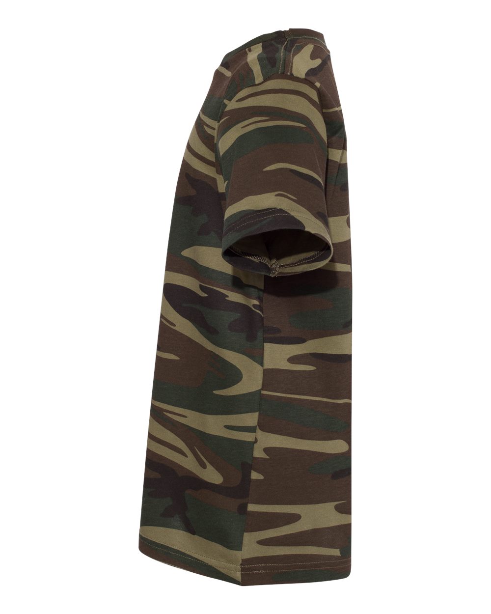 Left View of Green Woodland Youth Camouflage T-Shirt - 2207