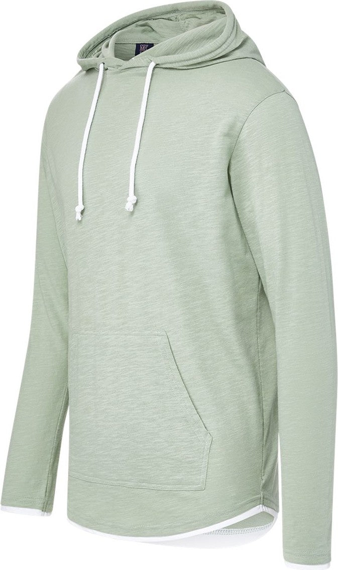 Left View of Greenstone Miles Slub Hooded Long Sleeve T-Shirt - 24401
