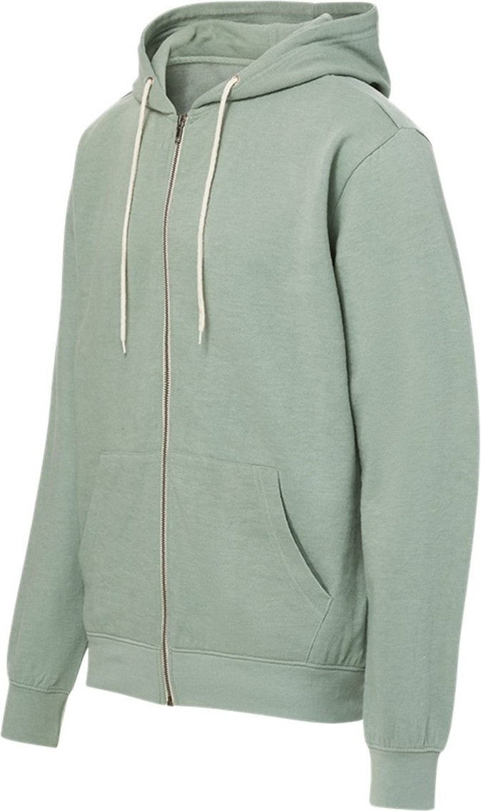 Left View of Greenstone Retro Heather Full-Zip Hooded Sweatshirt - 2349