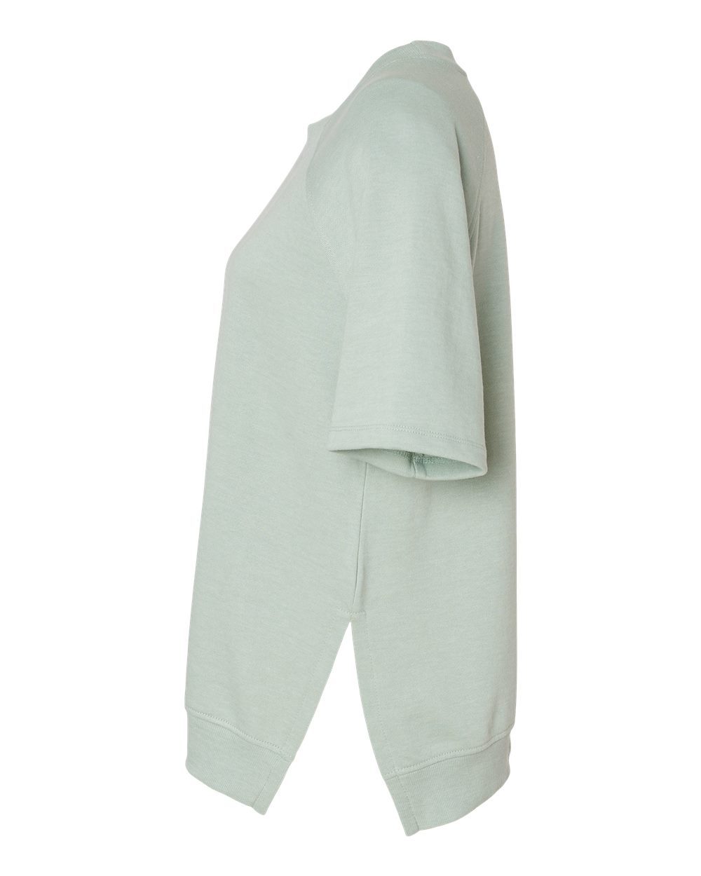Left View of Greenstone Women&#39;s French Terry Short Sleeve Crewneck Pullover - W23711