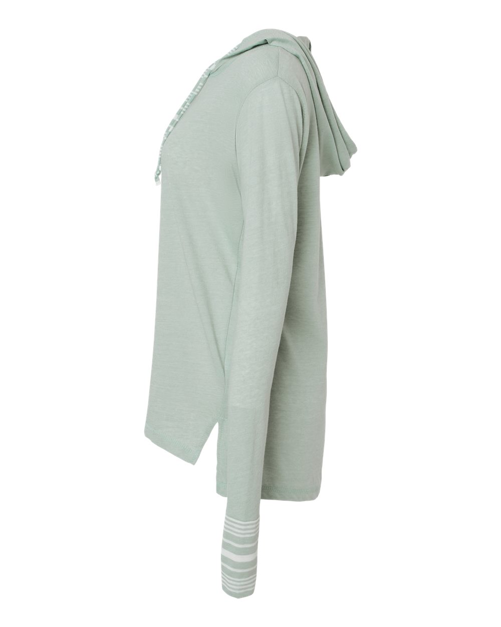 Left View of Greenstone Women&#39;s Heathered Jersey Hooded Tunic - W19439