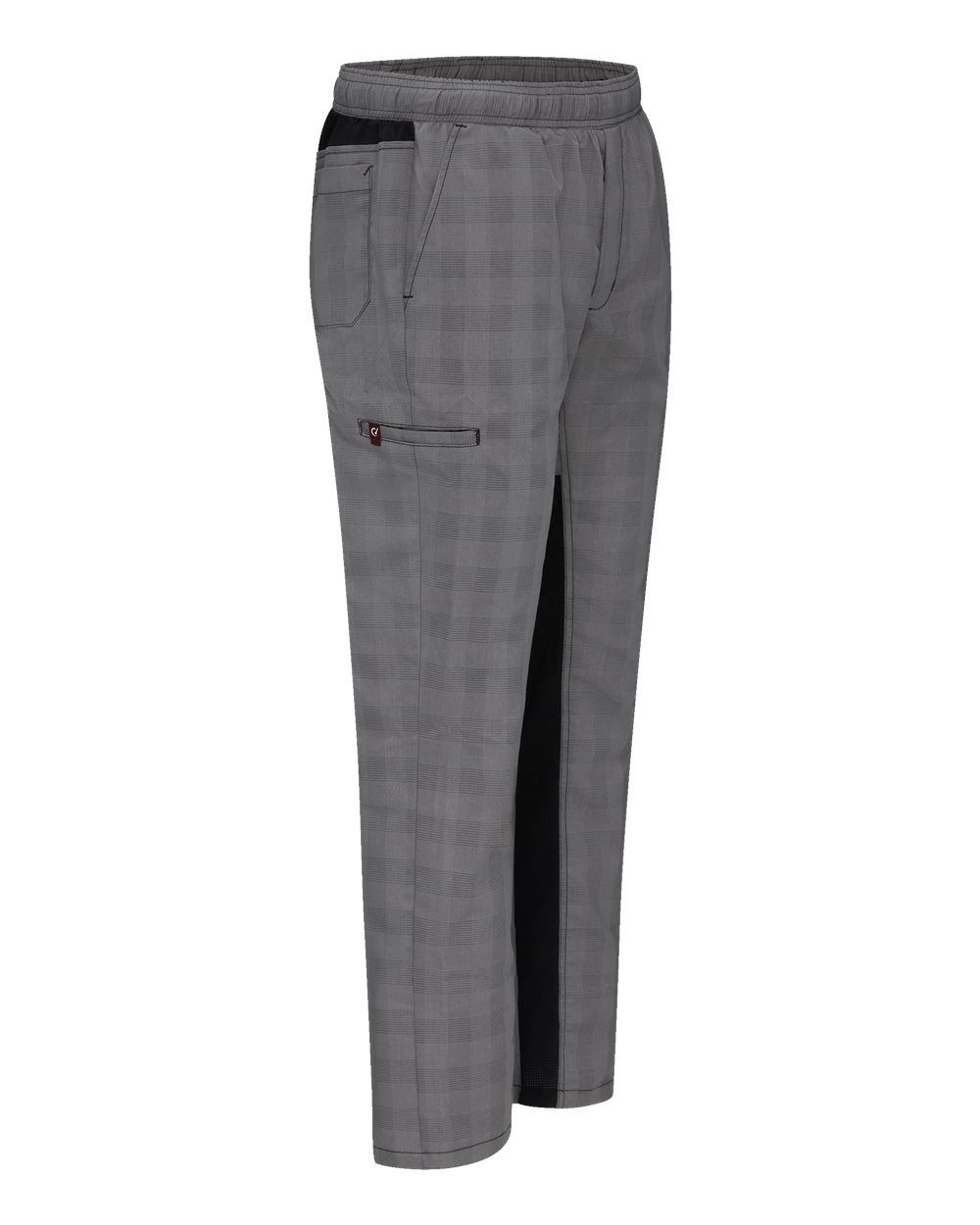 Left View of Grey/ Black Plaid Airflow Chef Pants - 0P4M