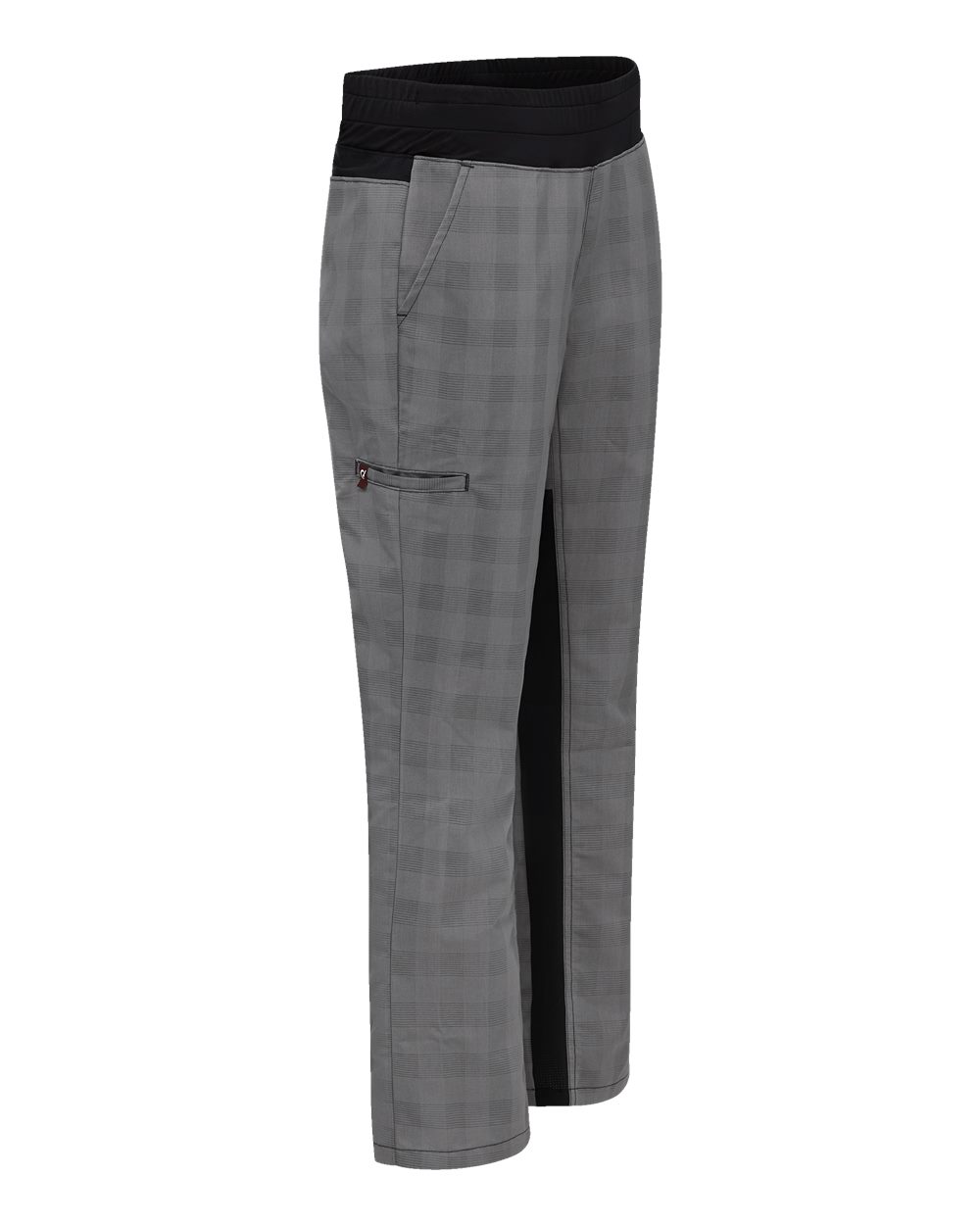 Left View of Grey/ Black Plaid Women&#39;s Airflow Chef Pants - 0P1W