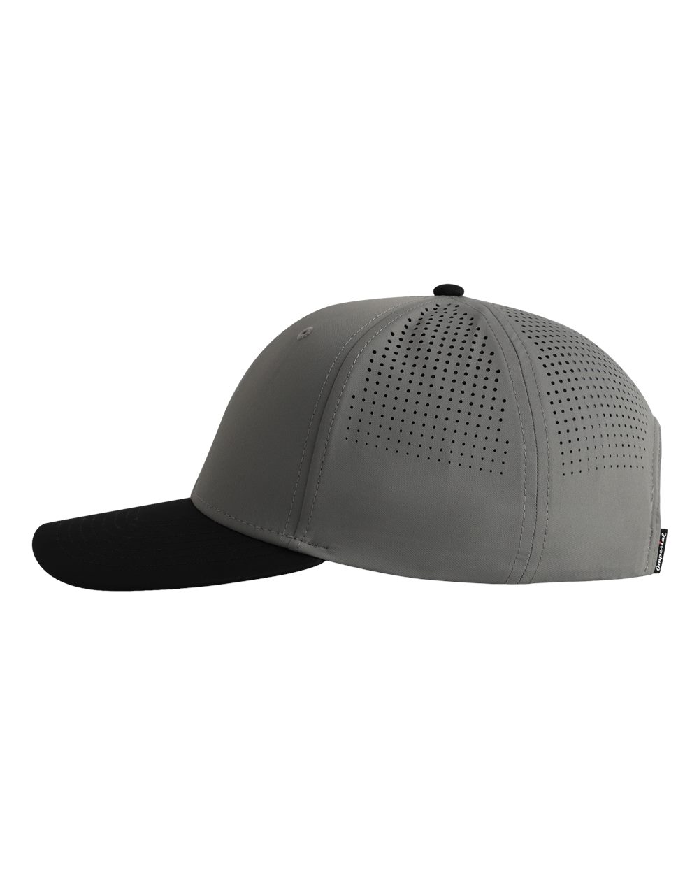 Left View of Grey/ Black The Elements Recycled Two-Tone Performance Cap - 7064 plain