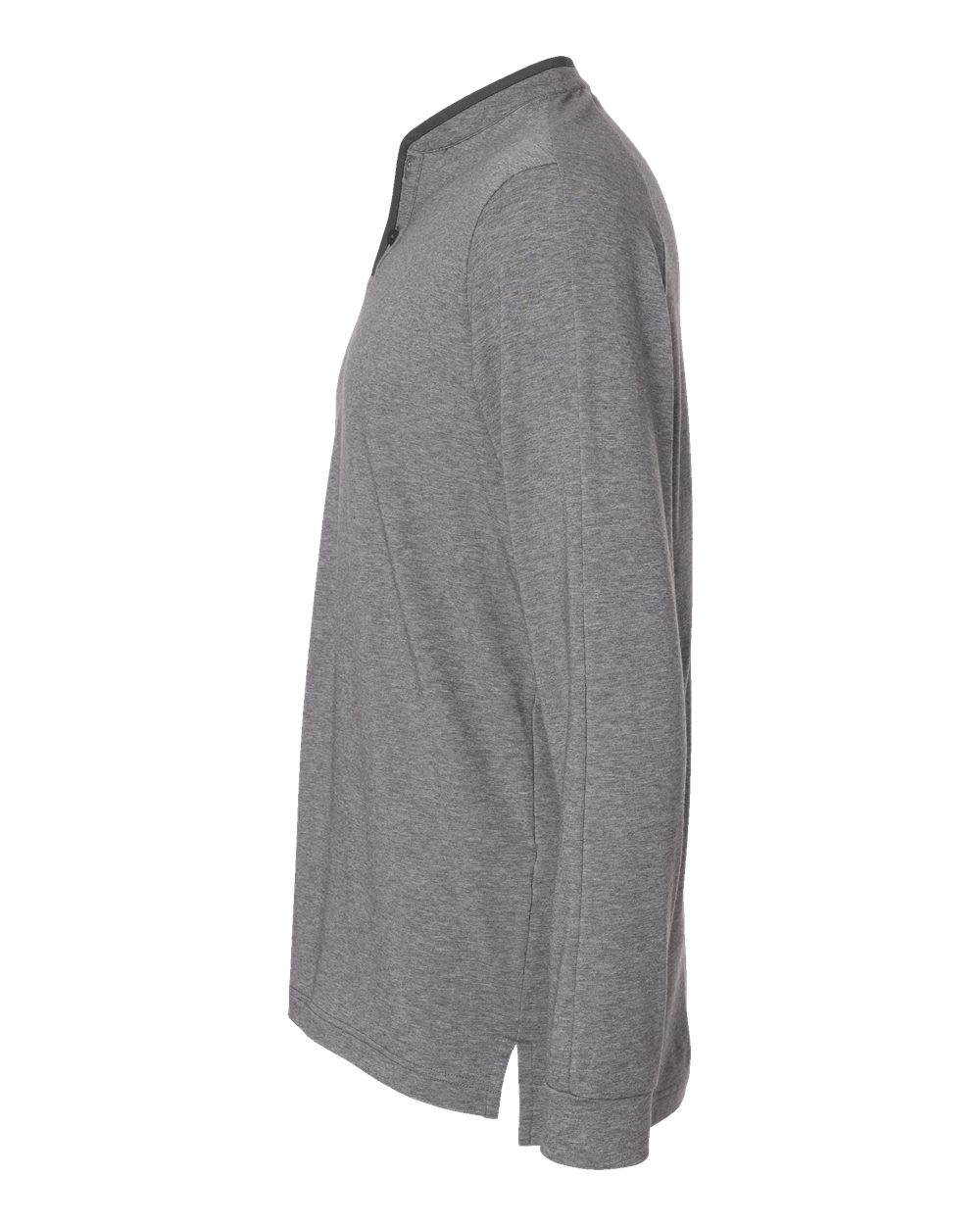 Left View of Grey Five Melange Henley Long Sleeve T-Shirt - A597
