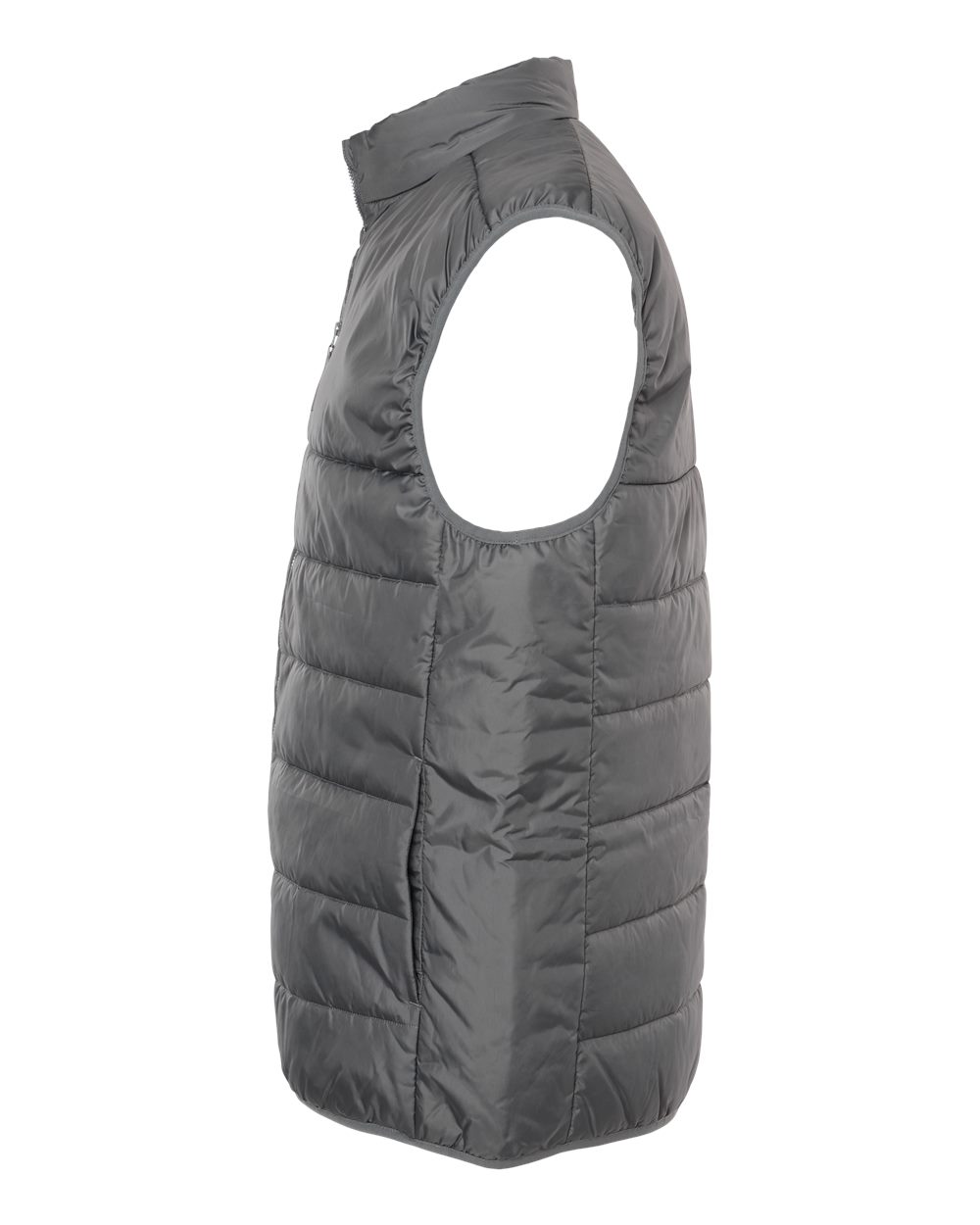 Left View of Grey Five Puffer Vest - A572