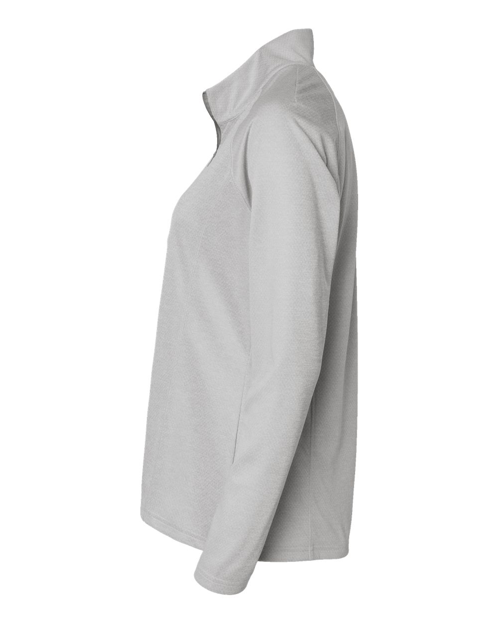 Left View of Grey One Heather Women&#39;s Space Dyed Quarter-Zip Pullover - A594
