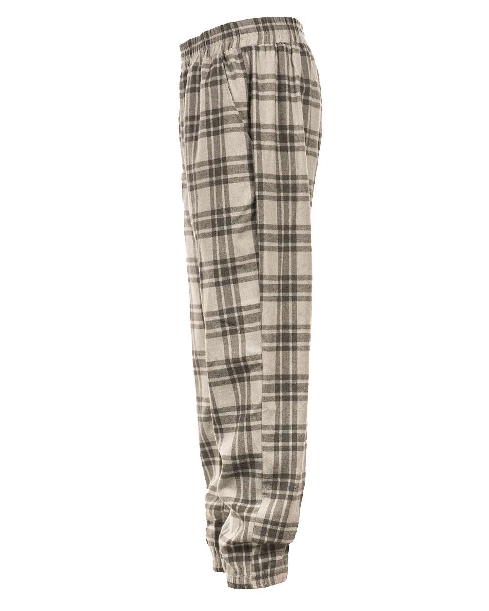 Left View of Grey/ Steel Flannel Joggers - 8810