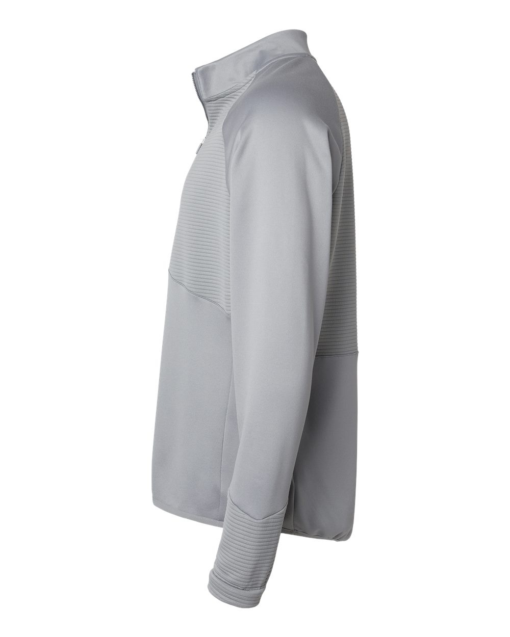 Left View of Grey Three Quarter-Zip Pullover - A587