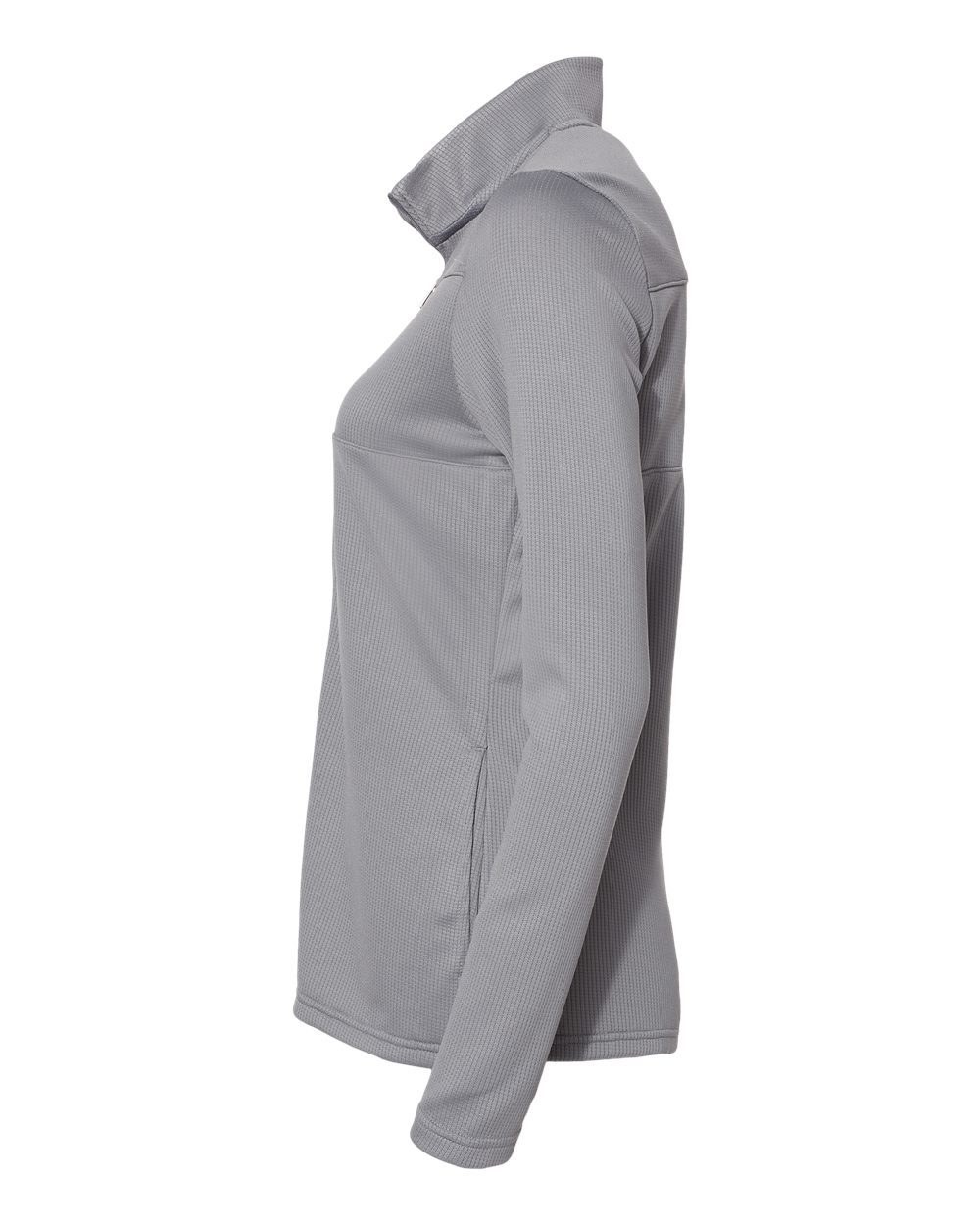 Left View of Grey Three/ White Women&#39;s 3-Stripes Double Knit Full-Zip - A483