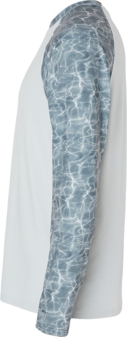 Left View of Grey Water Panama Colorblocked Long Sleeve T-Shirt - 231