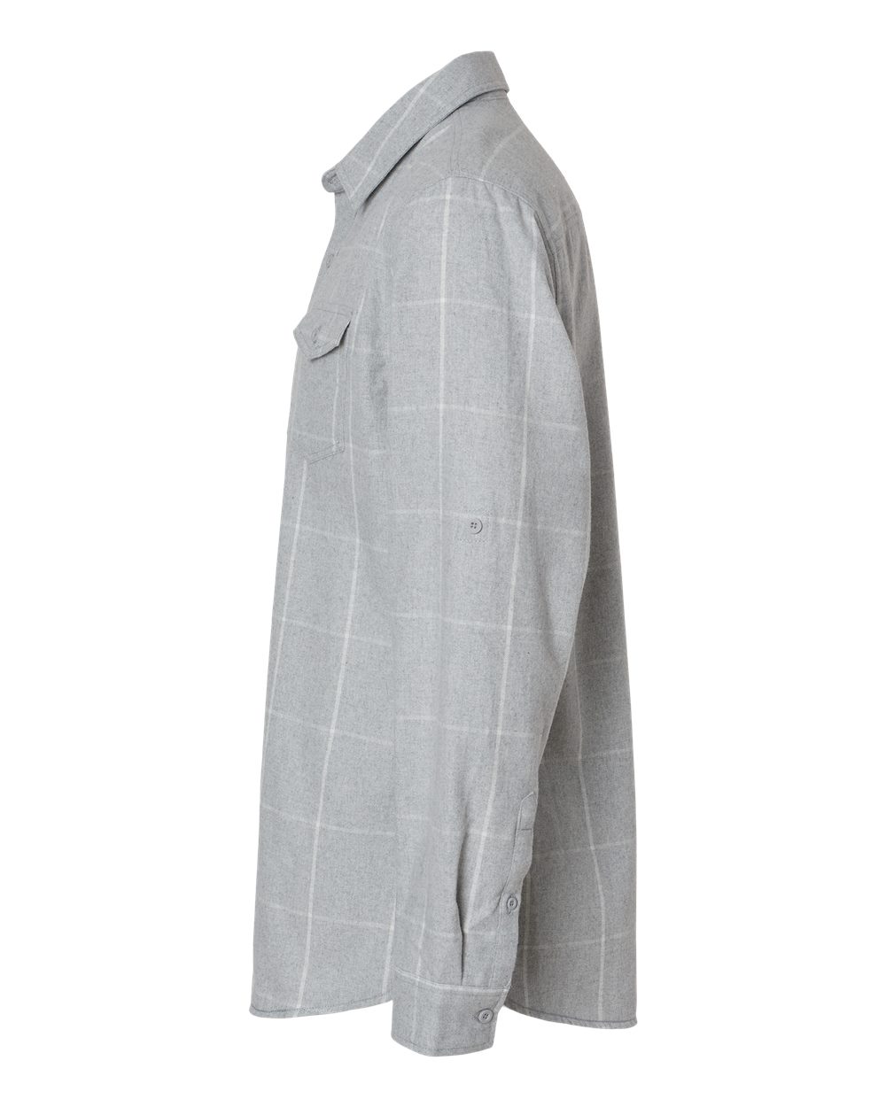 Left View of Grey/ White Yarn-Dyed Flannel Shirt - 8210