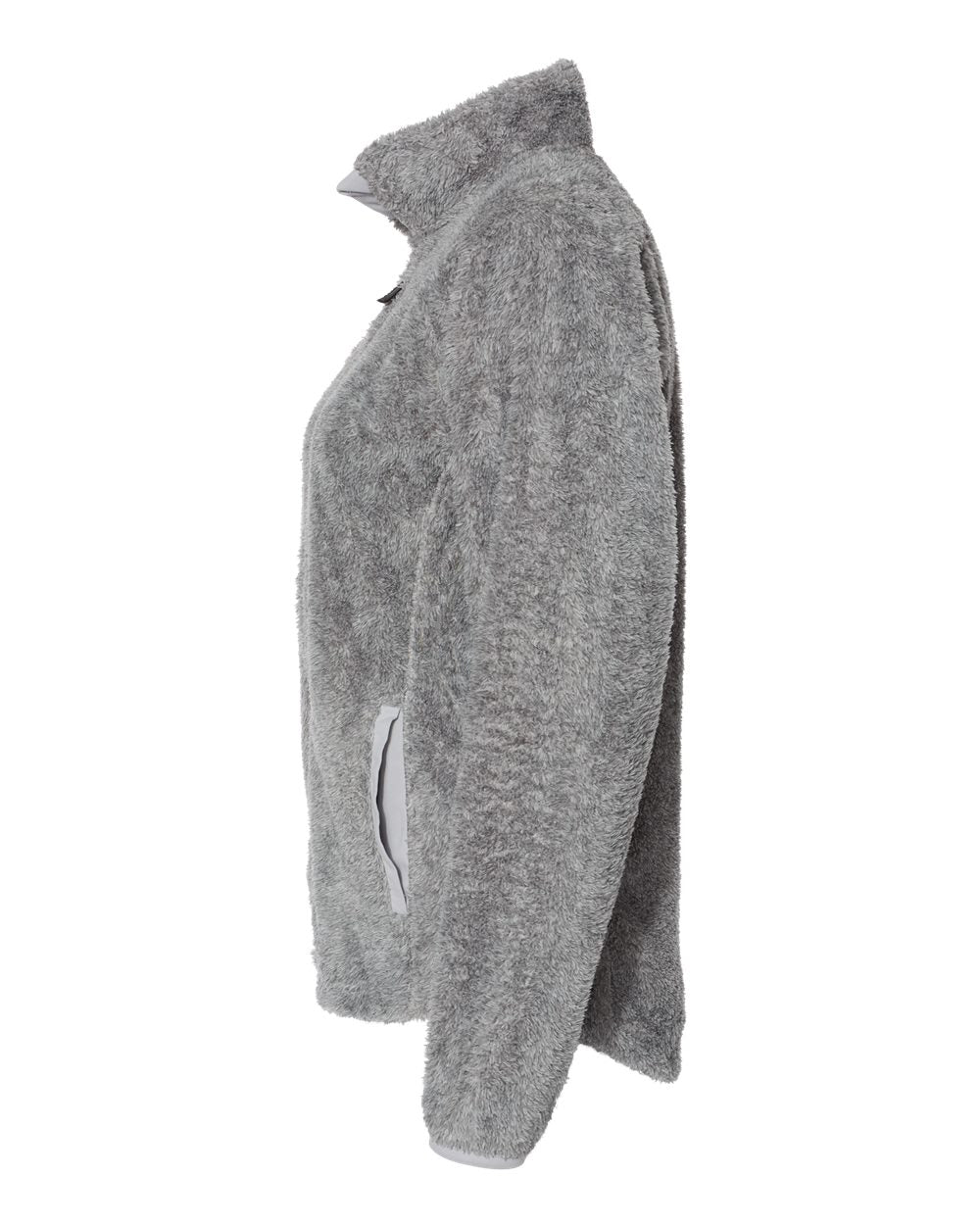Left View of Grey Women&#39;s Boundary Shag Frosty Sherpa Full-Zip - 8463