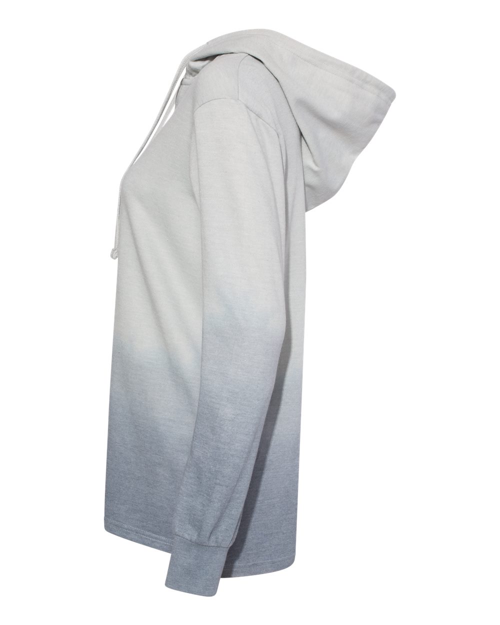 Left View of Greyscale Women&#39;s French Terry Ombré Hooded Sweatshirt - W20185