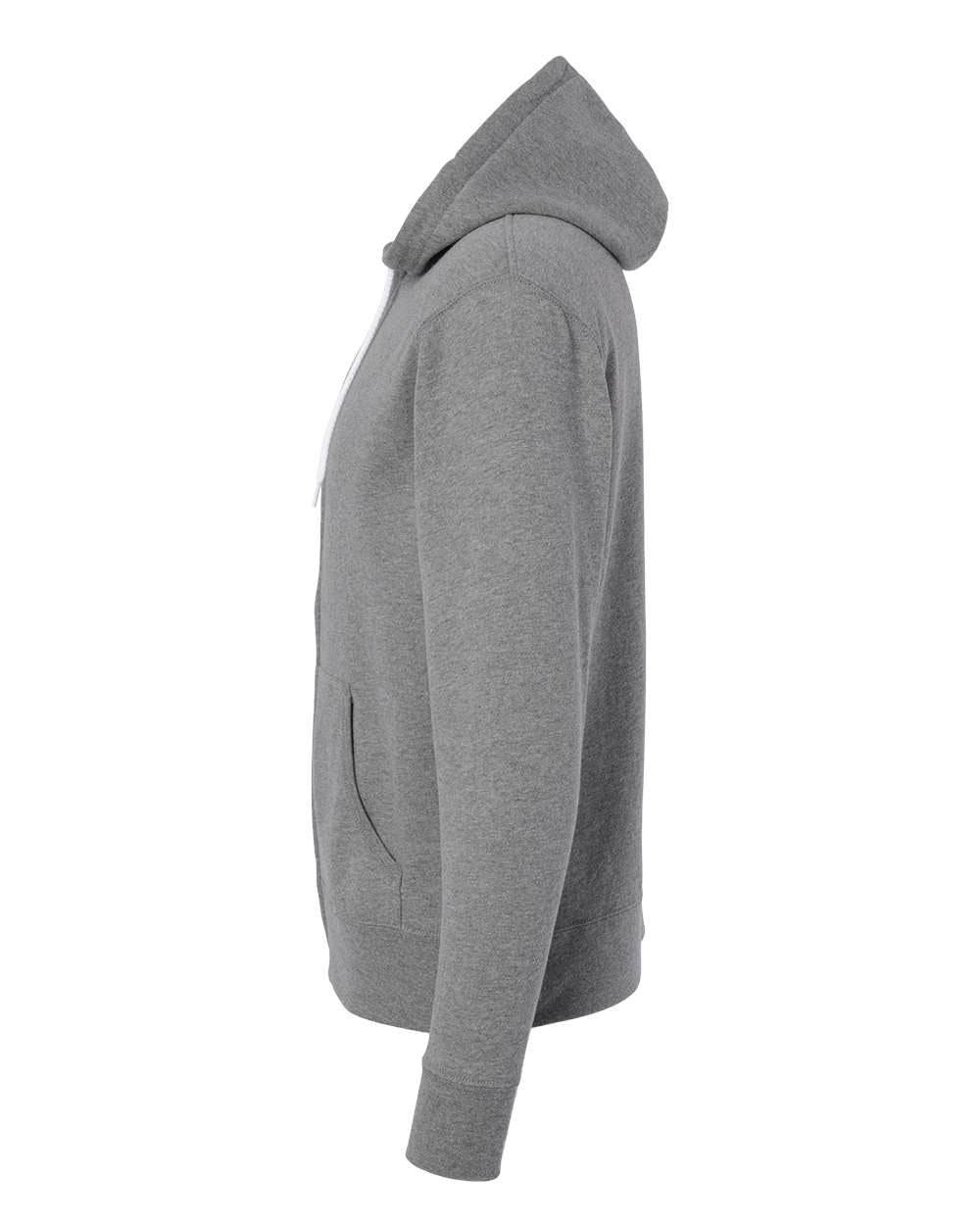 Left View of Gunmetal Heather Lightweight Full-Zip Hooded Sweatshirt - AFX90UNZ