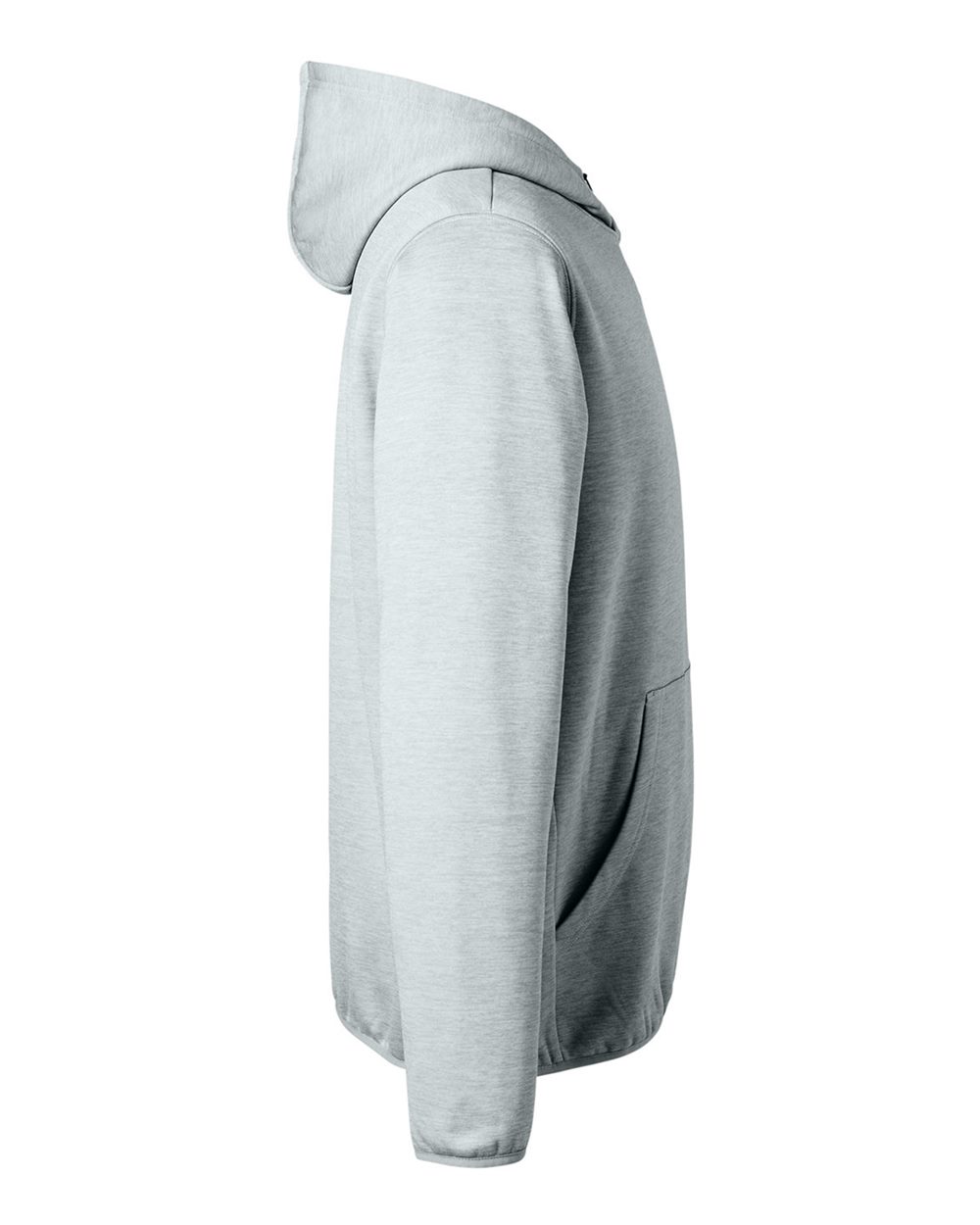 Rear View of Harbor Mist Heather Performance Hooded Fleece Sweatshirt - H130093