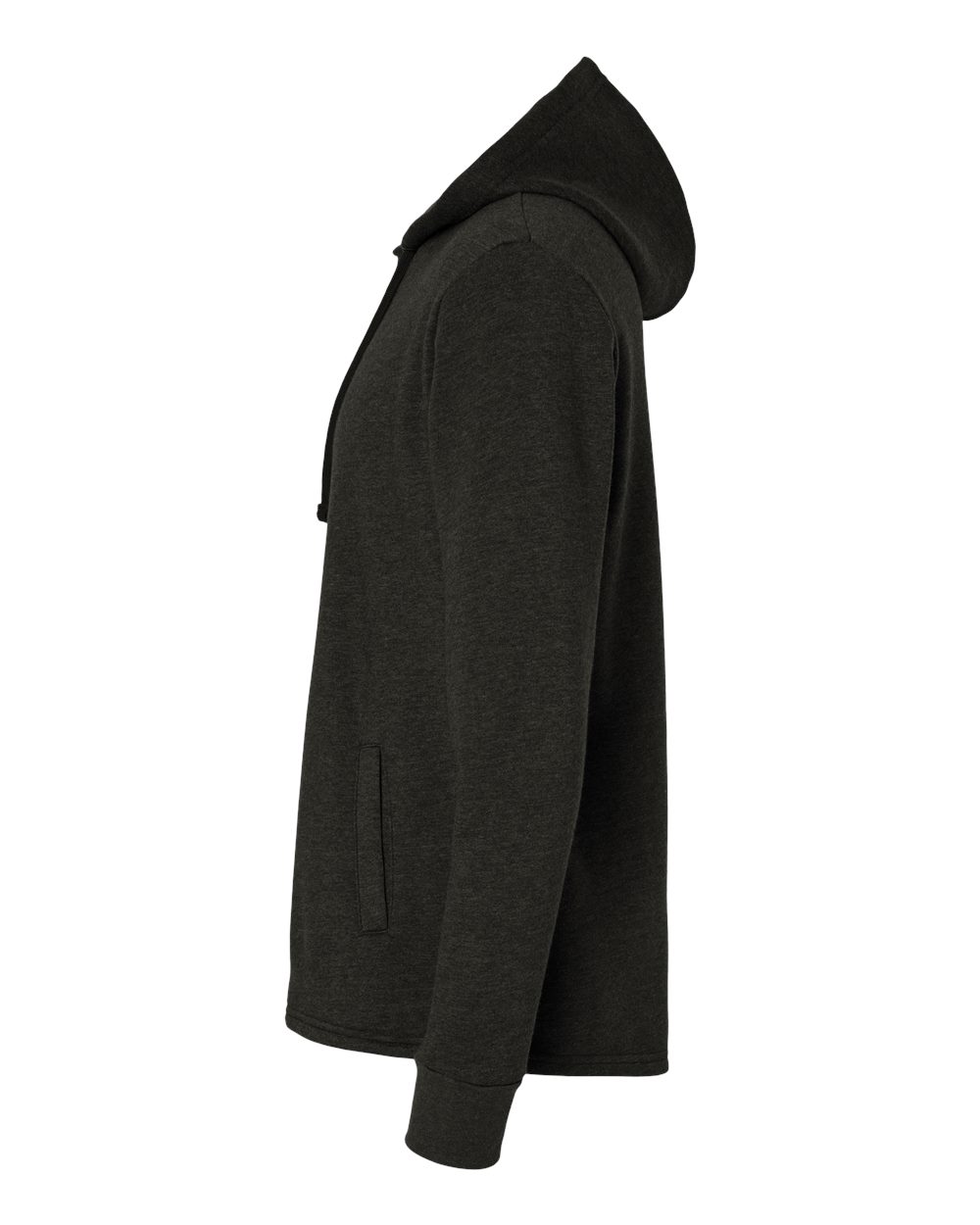 Left View of Heather Black Malibu Welt Pocket Hoodie - 9300