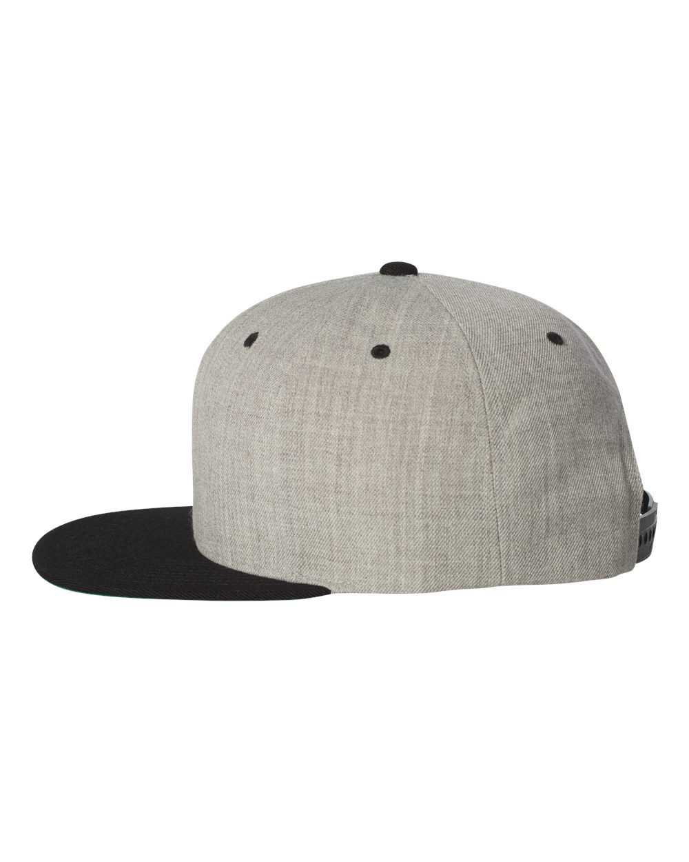 Left View of Heather/ Black Premium Flat Bill Snapback Cap - 6089M